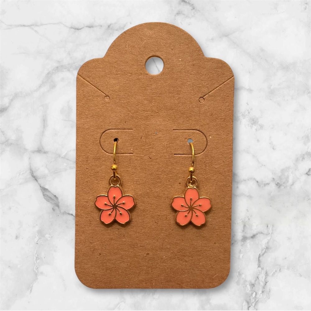 Floral Pink and Gold Earrings